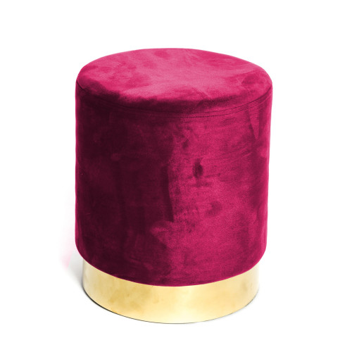 VELVET Cylinder Footstool in Bordeaux Plain Velvet