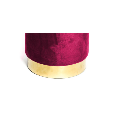 VELVET Pouf repose-pieds cylindrique en velours massif bordeaux