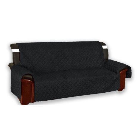 Vivy quilted sofa cover black on 3 seater sofa with armrests