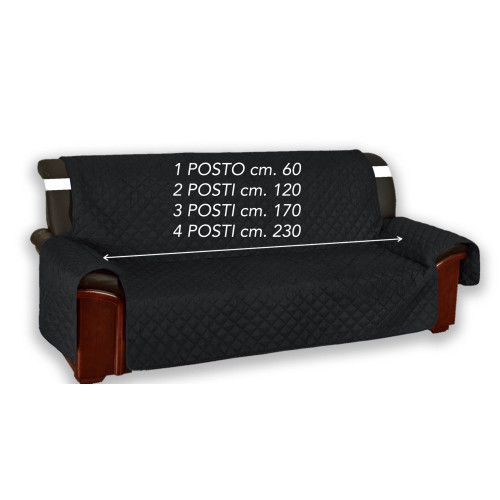 Vivy non-slip black sofa protector in quilted polyester