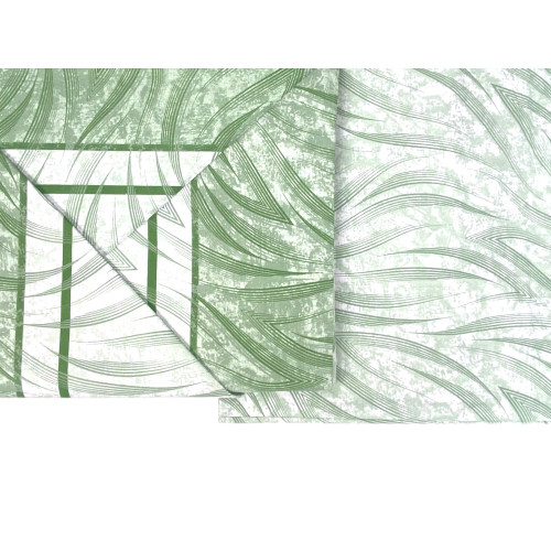 Sábana con motivo de ondas curvas verdes - Detalle en funda de almohada y tela