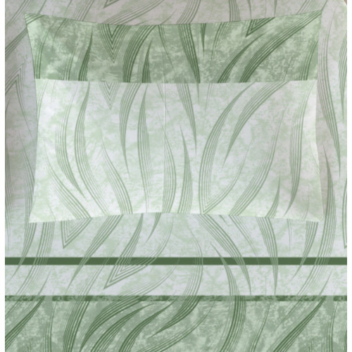 Juego de sábanas curvas verdes - Estampado moderno 100% algodón - Transpirable y lavable - Made in Italy