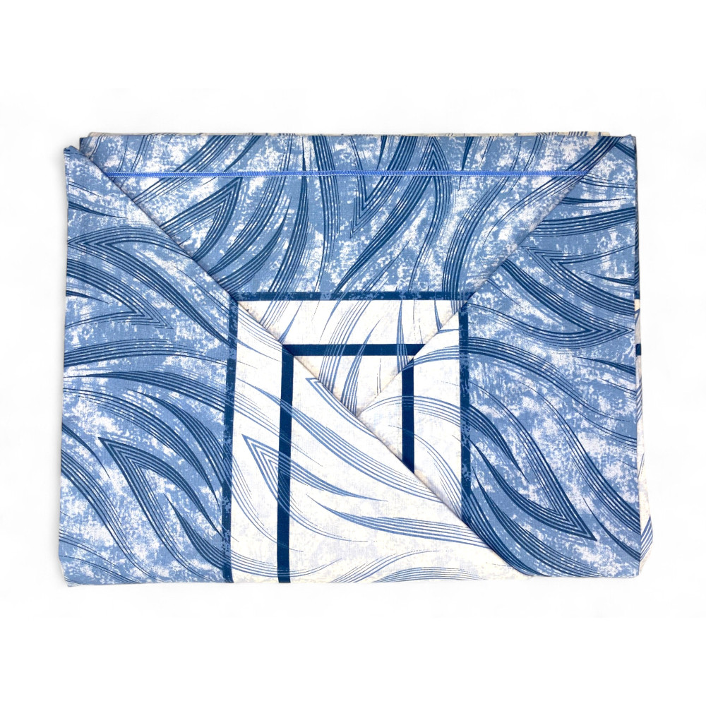 Juego de sábanas curvas azules - Diseño moderno 100% algodón natural - Transpirable y lavable - Made in Italy