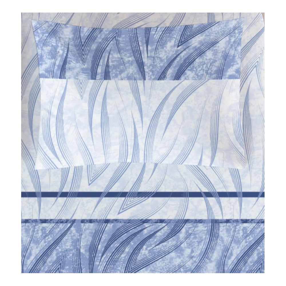 Ensemble de draps incurvés bleus - Design moderne 100 % coton naturel - Respirant et lavable - Fabriqué en Italie