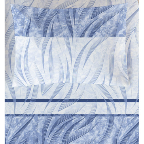 Blue Curved Sheets Set - Modern Design 100% Natural Cotton - Breathable and Washable - Made in Italy