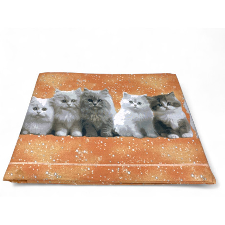 Cama doble de vista completa con sábanas para gatitos - Impresión continua en sábanas y fundas de almohada