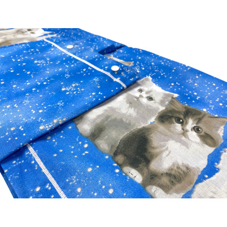 Completo lenzuola gattini blu - Stampa tenera e realistica su cotone - Made in Italy