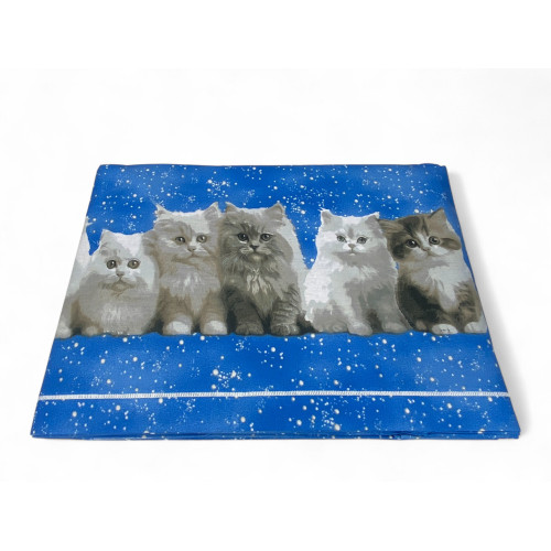 Set lenzuola con gattini realistici su fondo blu cielo - Piegato per confezione