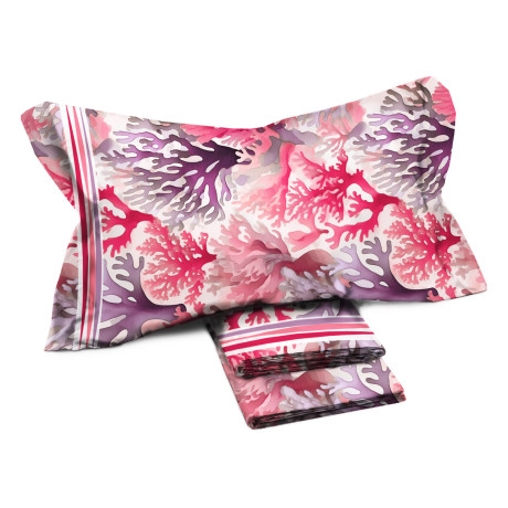 MAXI double sheet set - multicolored coral pattern - 100% cotton