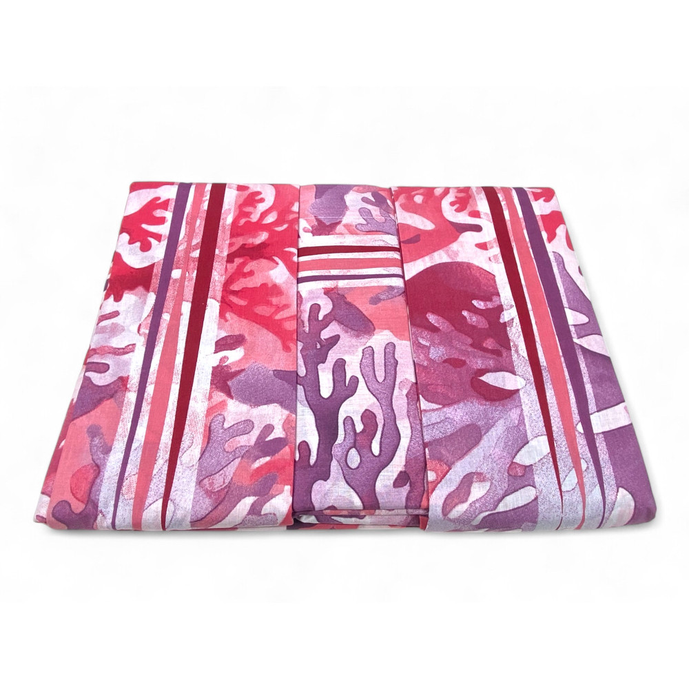 Ensemble de draps doubles MAXI - Motif corail rose - 100 % coton - Design frais et moderne