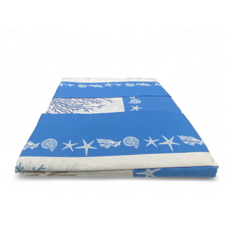 MAXI Doppelbettlaken-Set mit blauem Korallenmuster - 100% Baumwolle