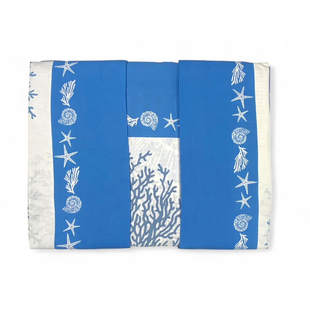 MAXI Doppellaken Set - Blau Korallenmuster - 100% Baumwolle - Frischer und eleganter Druck