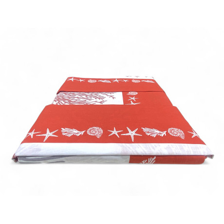 MAXI double bed sheet set with red coral pattern - 100% cotton