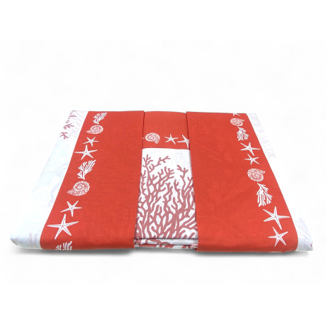 MAXI double bed sheet set with red coral pattern - 100% cotton