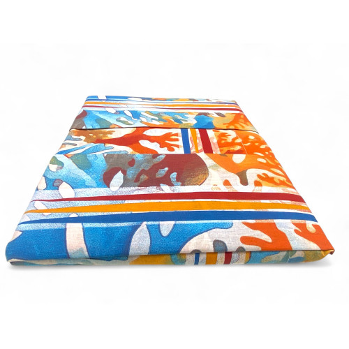 MAXI Double Sheet Set - Multicolored Coral Pattern - 100% Cotton - Lively and Modern Design