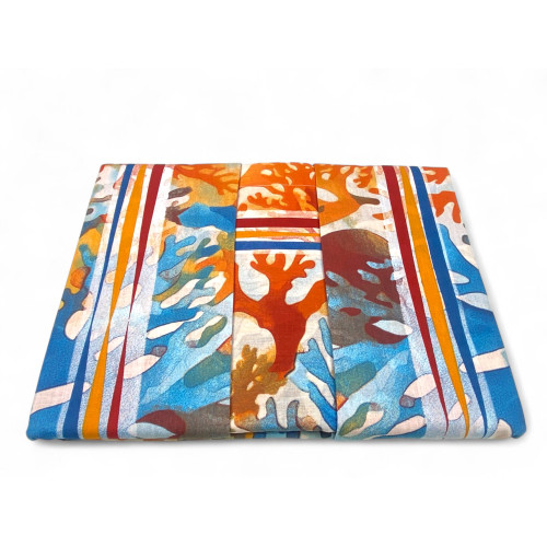 Ensemble de draps double MAXI - Motif corail multicolore - 100 % coton - Design vif et moderne