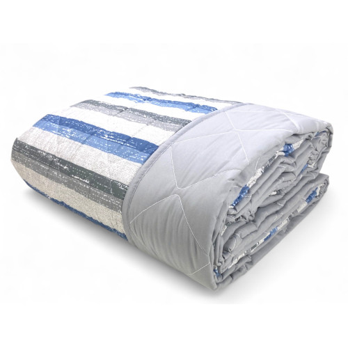 Couette Rayée Bleue - Couvre-lit matelassé mi-saison - Microfibre douce 100 gr/m² - Fabriqué en Italie