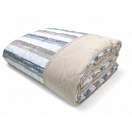 Beige Striped Quilt - Mid-Season Quilted Bedspread - Soft Microfiber 100 gr/m² - Made in Italy