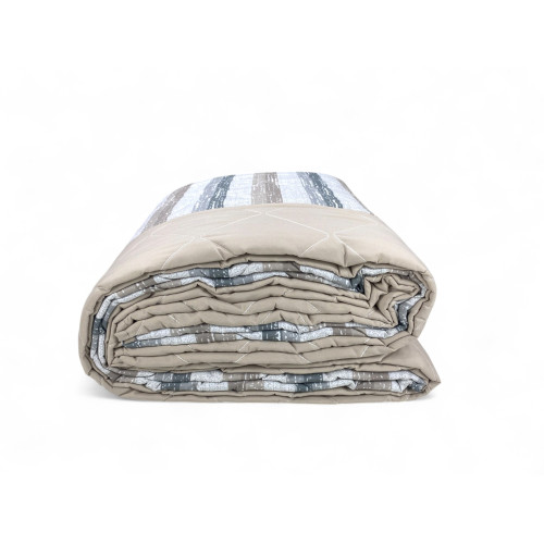 Trapuntino Rigato Beige - Copriletto Trapuntato Mezza Stagione - Microfibra Morbida 100 gr/m² - Made in Italy