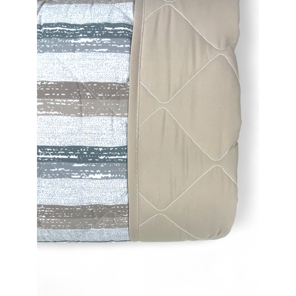Beige Striped Quilt - Mid-Season Quilted Bedspread - Soft Microfiber 100 gr/m² - Made in Italy