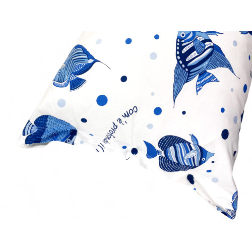 Baumwollbett-Set "Wie tief ist das Meer" - Sommerlaken mit blauem Fisch - Nautical Design Made in Italy
