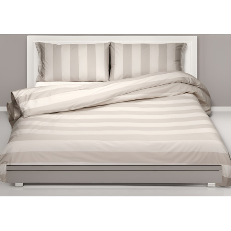 Copripiumino rigato panna tortora - Elegante disegno righe - 100% cotone Made in Italy