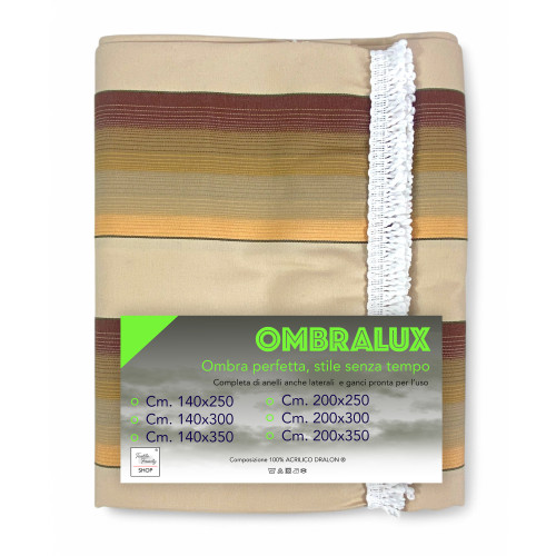 Ombralux Markise Malta - Acryl Dralon® Beige Braun Streifen - Stahlösen, Made in Italy