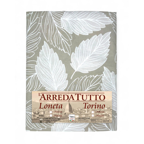 Funda de hojas beige – Bufanda grande de algodón multiusos – Colcha, funda de sofá – Made in Italy