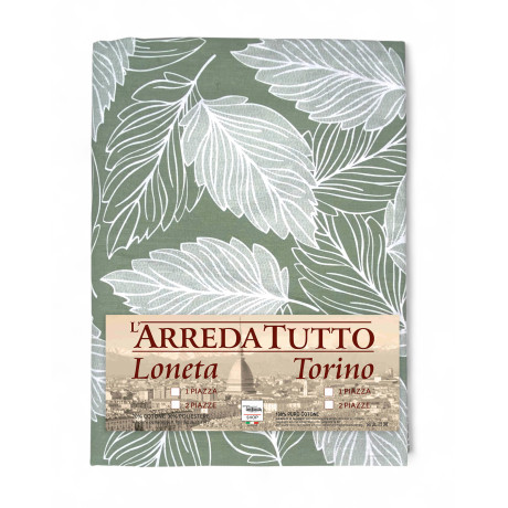 1 cubrehojas verde cuadrado de algodón Made in Italy