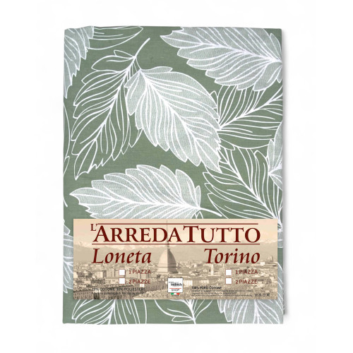 Green Leaves Cover Cover – Großer Mehrzweck-Baumwollschal – Tagesdecke, Sofabezug – Made in Italy