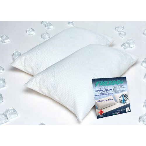 Pair of Ice-Touch Refreshing Pillowcases – Breathable Temperature Regulating 50x80 cm – Made in Italy
