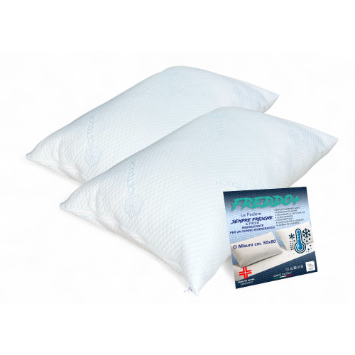Paar erfrischende Kissenbezüge Ice-Touch – atmungsaktiv temperaturregulierend 50x80 cm – Made in Italy