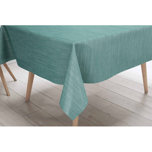 Nappe LIMA Acqua Marina – Vue de face sur la table – Toile cirée plastifiée