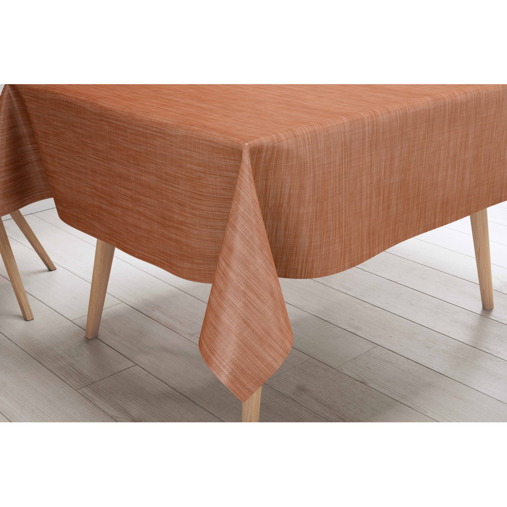 Mantel LIMA Naranja – Conjunto de vistas en la cocina – Hule efecto lino