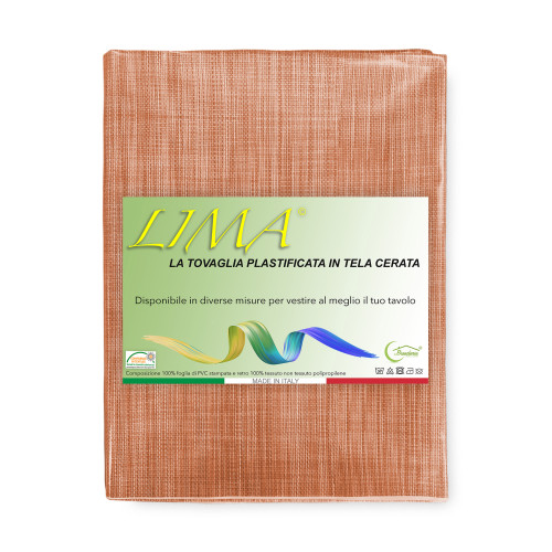 Nappe plastifiée orange LIMA – Vue pliée avec PVC brillant