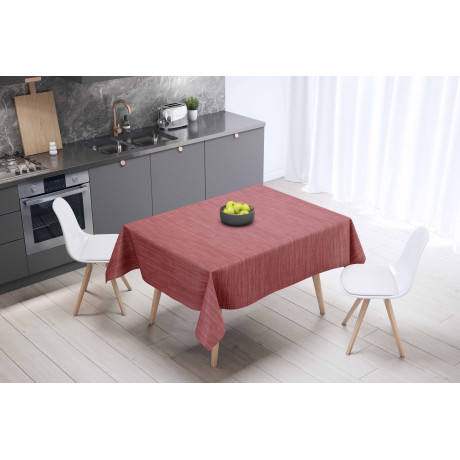 LIMA Red Tablecloth – View set in modern kitchen – PVC linen effect