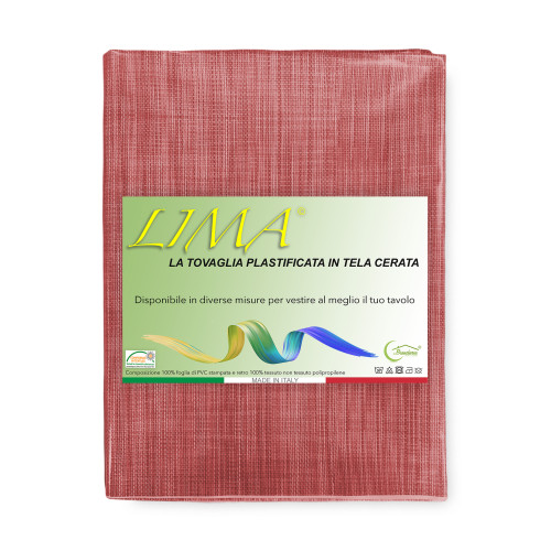 Tovaglia LIMA Rossa – Tela Cerata Plastificata PVC Lavabile Antiscivolo Effetto Lino – Made in Italy