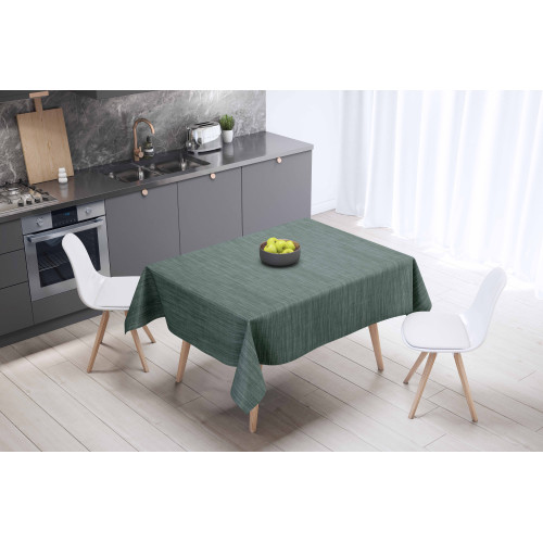 Dark Green LIMA Tablecloth – Washable Non-Slip PVC Plasticized Waxed Canvas with Linen Effect – Made in Italy