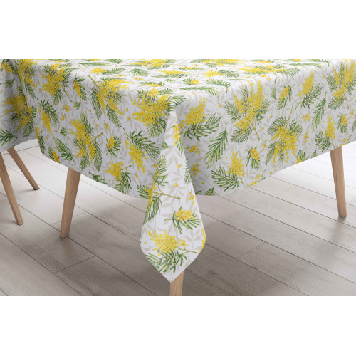 Nappe LIMA Mimosa – Toile cirée plastifiée PVC lavable effet lin – Made in Italy