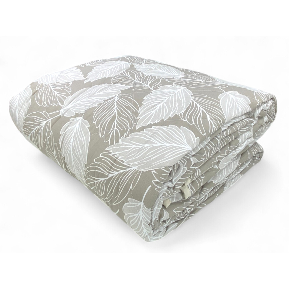 Beige Leaf Quilt - Couvre-lit léger en microfibre matelassé de mi-saison - Fabriqué en Italie