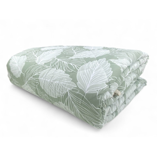 Green Leaves Quilt - Mid-Season Soft Microfiber Bedspread 100 gr/m² - Made in Italy, Breathable
