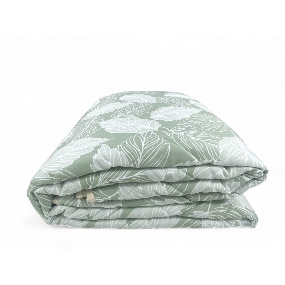 Green Leaves Quilt - Weiche Mikrofaser-Tagesdecke für die Zwischensaison 100 gr/m² - Made in Italy, atmungsaktiv