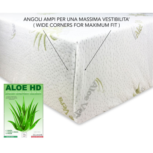 COPRIMATERASSO traversa ALOE VERA HD antiacaro e  anallergico MADE IN italy