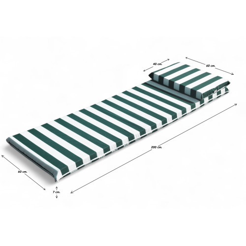 Surmatelas rembourré pour transats de piscine avec coussin en mousse à mémoire de forme - 7 cm Épaisseur 60x200 cm. Housse amovi