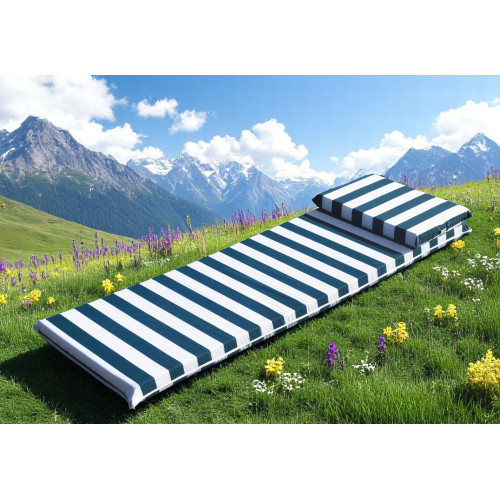 Surmatelas rembourré pour transats de piscine avec coussin en mousse à mémoire de forme - 7 cm Épaisseur 60x200 cm. Housse amovi