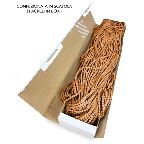Tenda Mariel a perline colore ruggine con anelli scorrevoli su barra in PVC