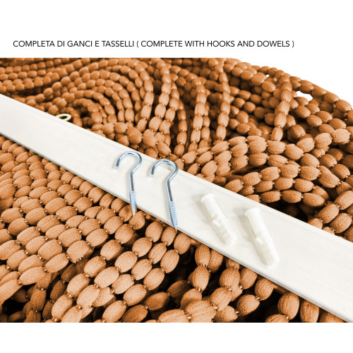 Rideau en perles douces Mariel en tissu anti-insectes et anti-bruit - interchangeable - couleur rouille