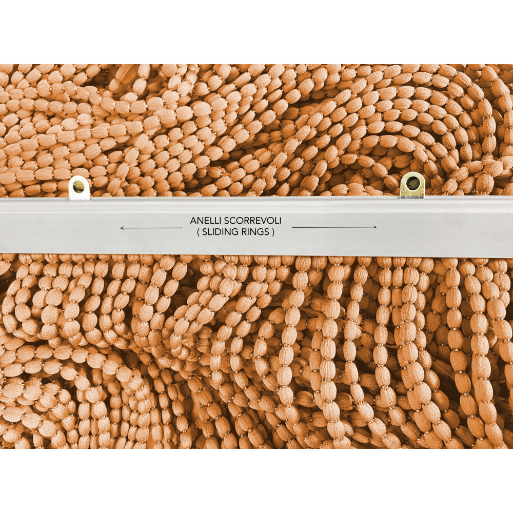 Rideau en perles douces Mariel en tissu anti-insectes et anti-bruit - interchangeable - couleur rouille