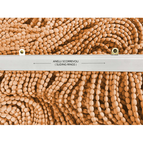 Rideau en perles douces Mariel en tissu anti-insectes et anti-bruit - interchangeable - couleur rouille