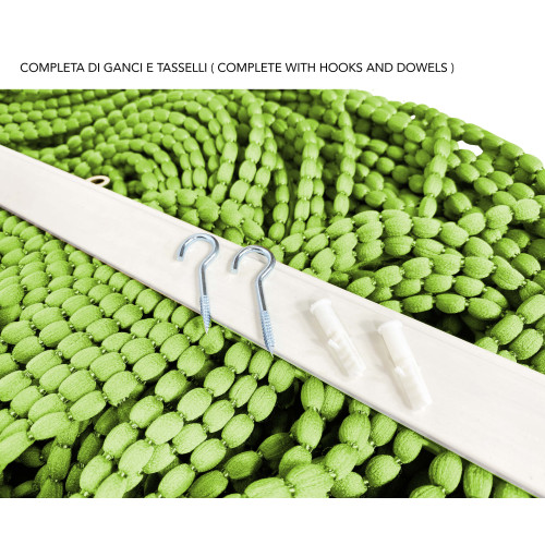Accessoires inclus pour tente Mariel verte : crochets, chevilles et barre en PVC